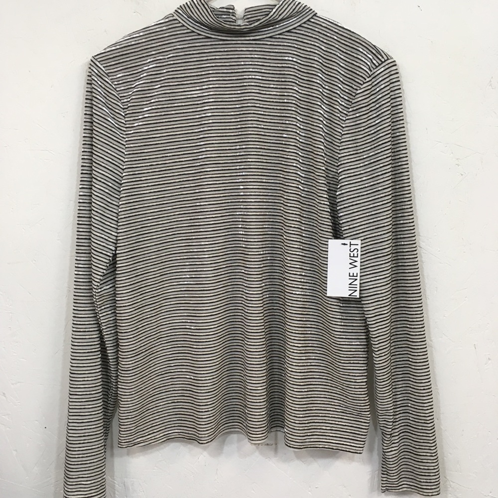 Nine West Sheer Velvety Striped Top